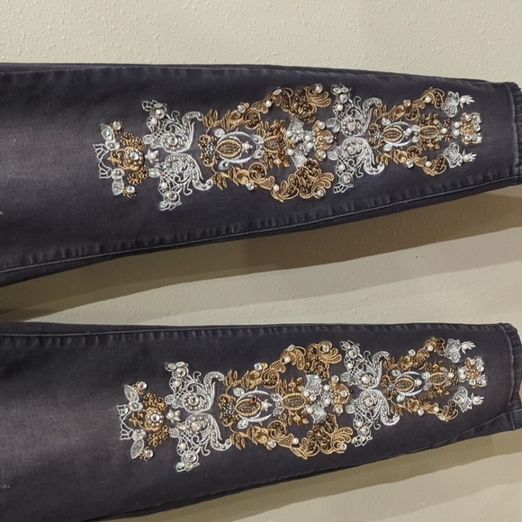 K.Jordan Black Washed Jeans Embellished Bling Size 14 - Picture 1 of 13